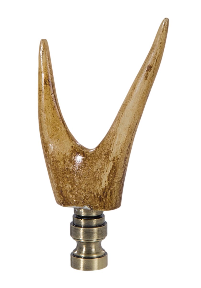 Antler Style Lamp Finial w/ Antique Brass Base, 3 3/4" ht.