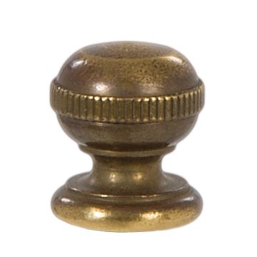 Knurled Ball Style Brass Lamp Finial - Antique Brass, 7/8" ht.