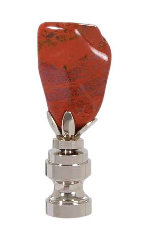 Red Jasper Stone Lamp Finial w/Nickel Base, 2 1/2" ht.
