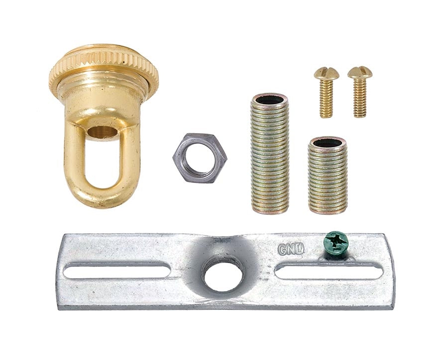 6-1/4 Inch Diameter Unfinished Brass Canopy with Screw Collar Hardware Set