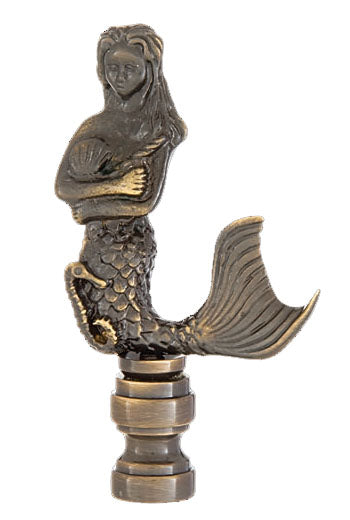 Mermaid Design, Solid Brass Finial, Antique Brass Finish