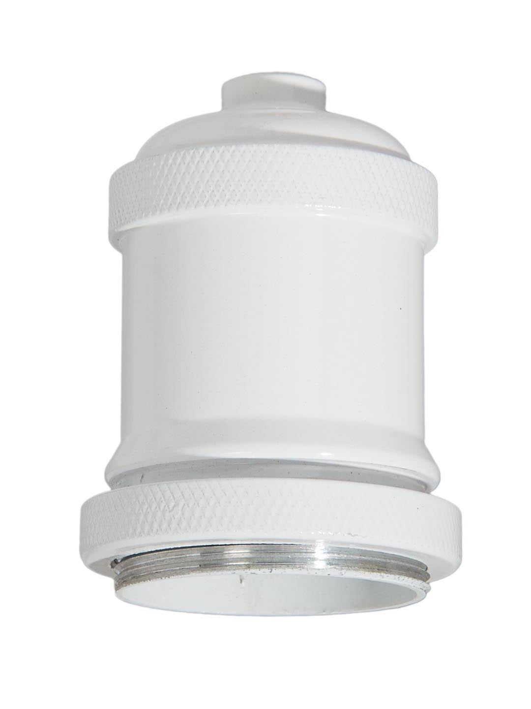 Glossy White Finish Die Cast Aluminum E-26 Socket Cover with E-26 Socket and Mounting Hardware