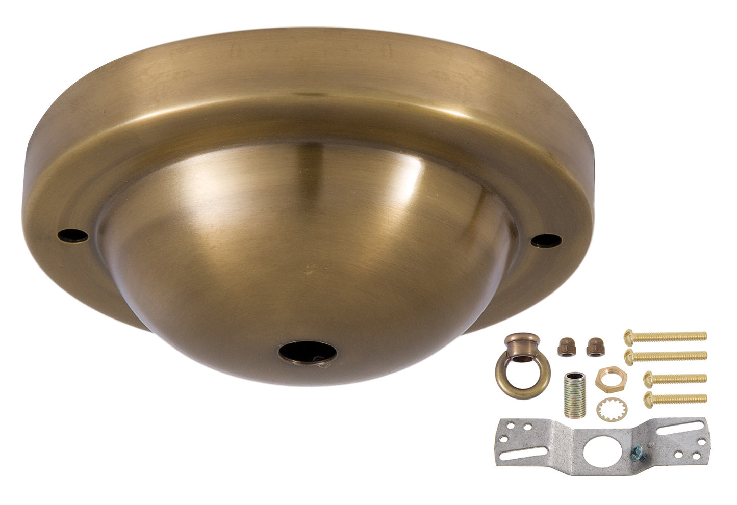 Deep Dome Shape Antique Brass Canopy & hardware kit with matching finish