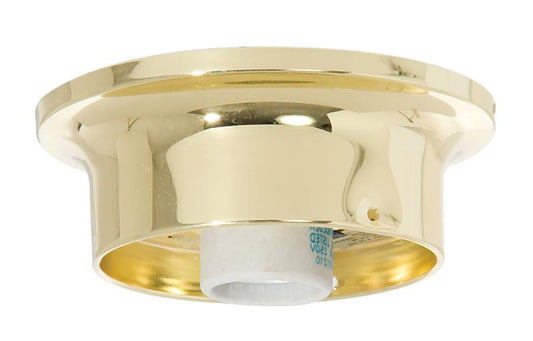  3-1/4 Inch Fitter Brass Plated Flush Mount Fixture Holder, Hardware & High Heat Porcelain Socket