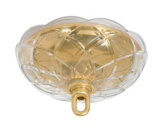 6 Inch Diameter Clear Crystal Canopy for Chandelier With Polished Brass Insert & Screw Collar