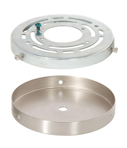 4-7/8 Inch Diameter Satin Nickel Side Mounting Steel Canopy with Hardware Set