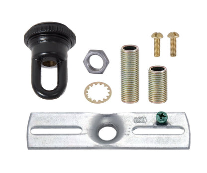 6-1/4 Inch Diameter Satin Black Steel Canopy with Mounting Hardware Kit 