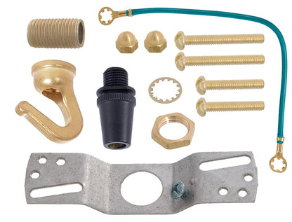 5-1/4 Inch Diameter Antique Brass Finish Steel Canopy and Hardware Kit