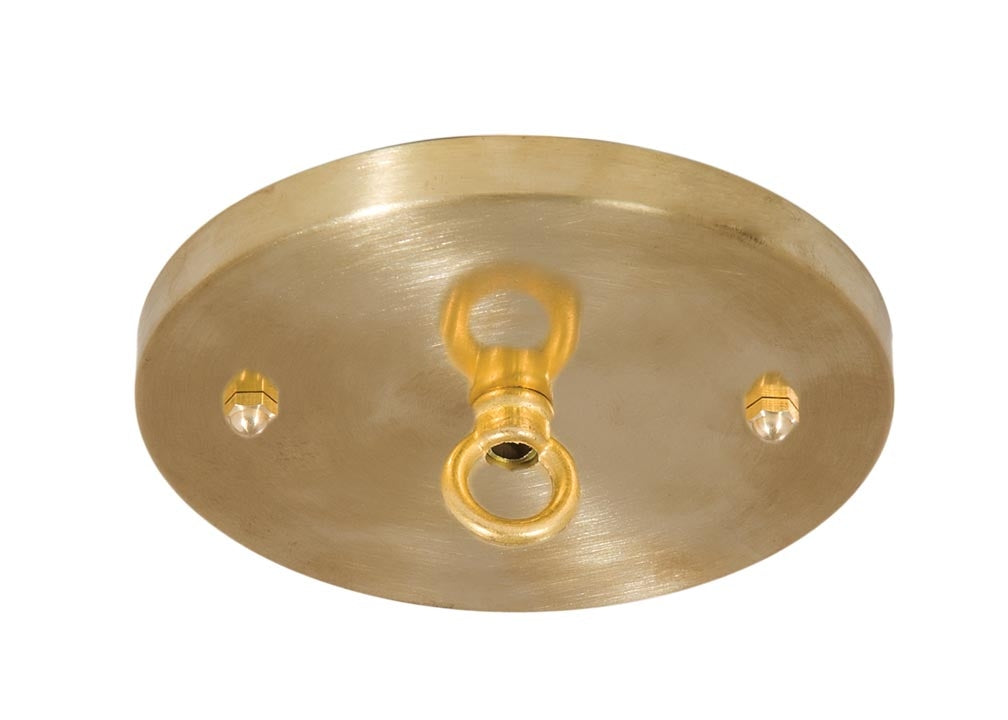5 1/4", 1/8 IP Slip, Thin Brass Ceiling Canopy Kit with Cast Brass Loop - Unfinished Brass 