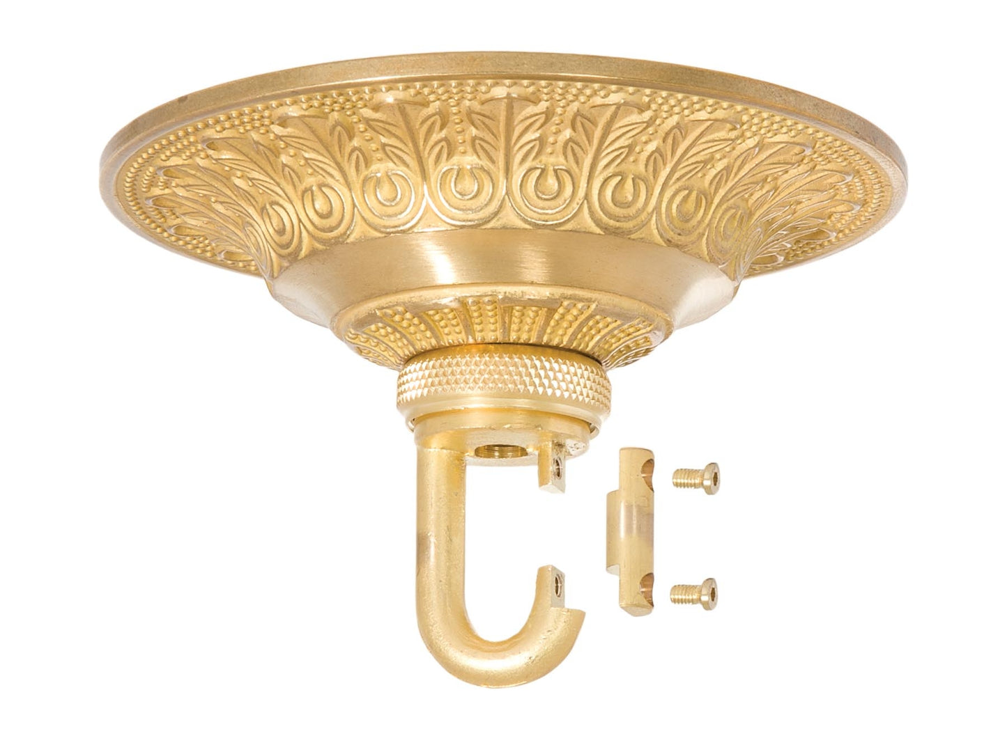 6 Inch Diameter Unfinished Die Cast Brass Canopy w/ Heavy Duty Loop and Hardware Kit