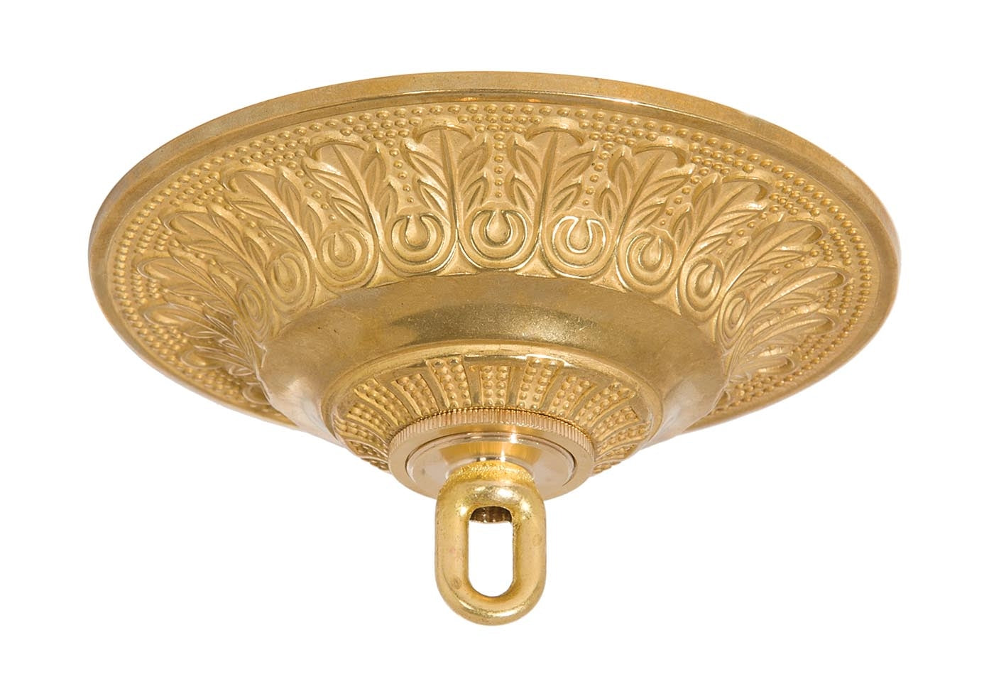 6 Inch Diameter Fine Quality, Vintage Style Die Cast Brass Canopy with Mounting Hardware Kit