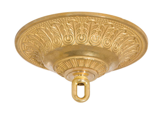 6 Inch Diameter Fine Quality, Vintage Style Die Cast Brass Canopy with Mounting Hardware Kit