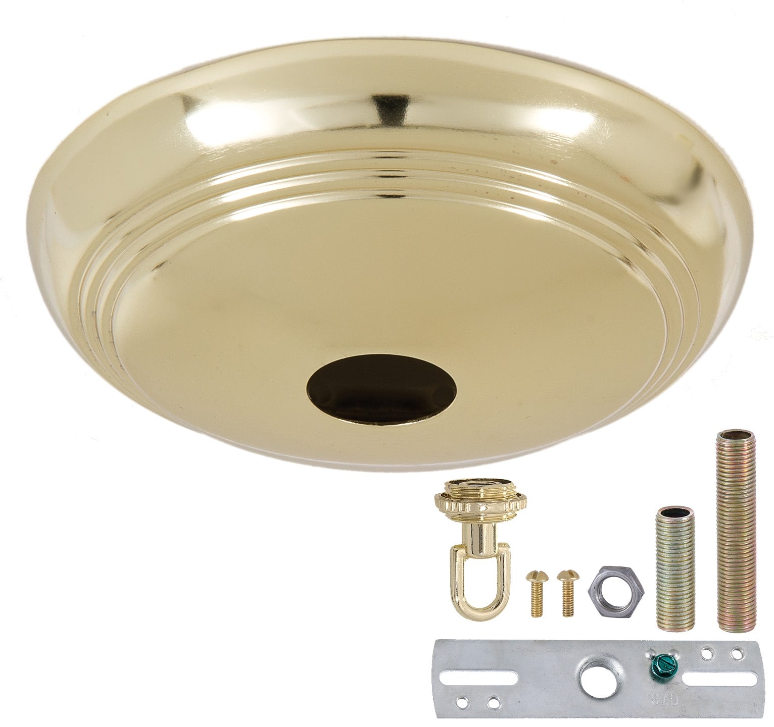 Polished Brass Screw Collar Ribbed Canopy Kits