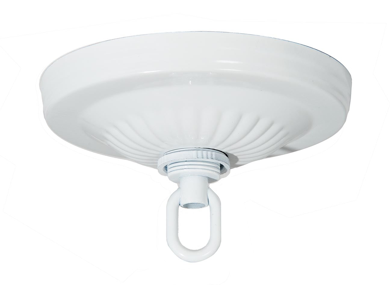 5-1/4 Inch Diameter White Enamel Finish Steel Ceiling Canopy with Screw Collar Hardware Kit