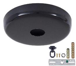 Black Finish, Plain Rounded Ceiling Canopy Or Canopy Kit
