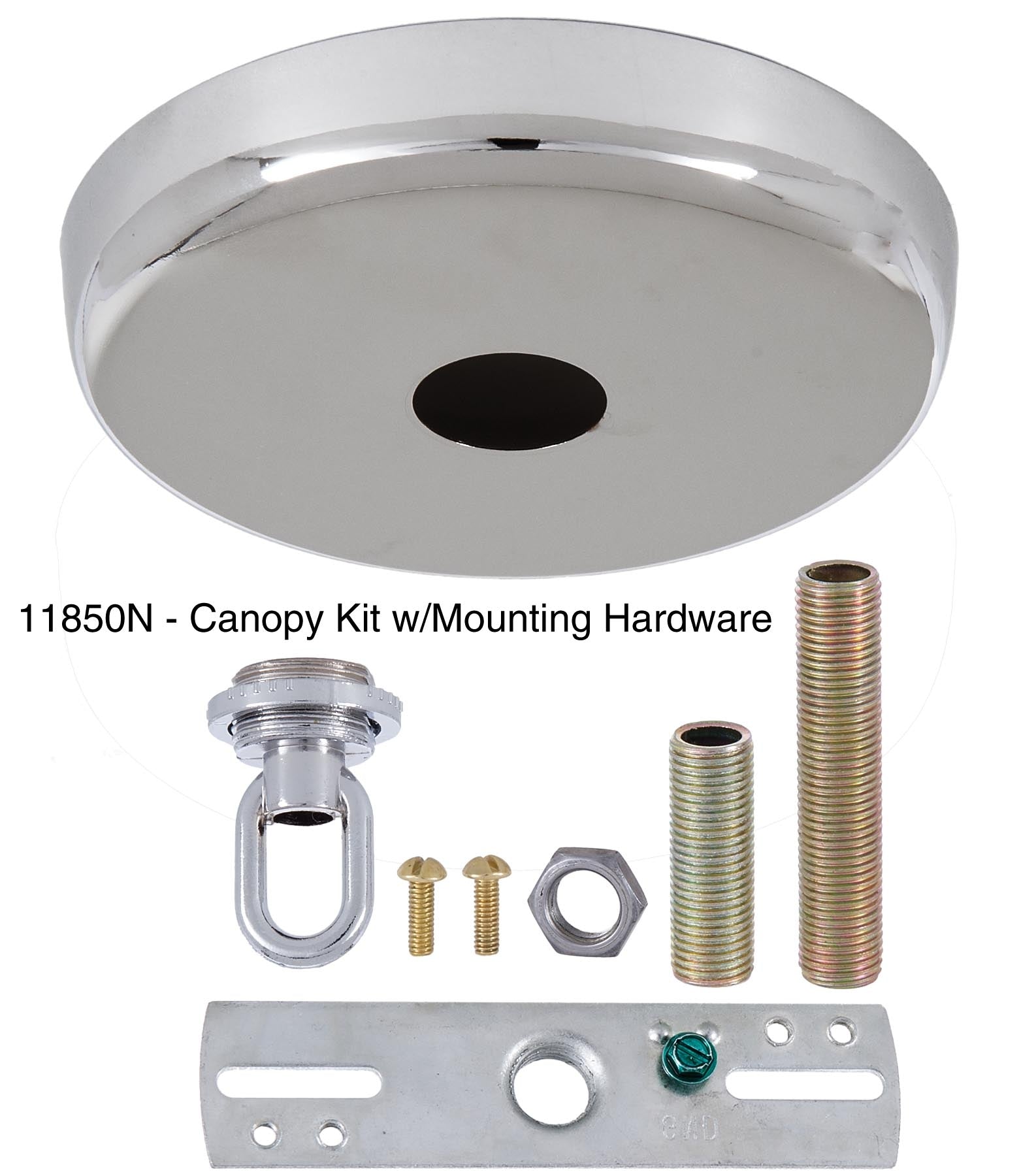 Nickel Plated, Plain Rounded Ceiling Canopy & Canopy Kit