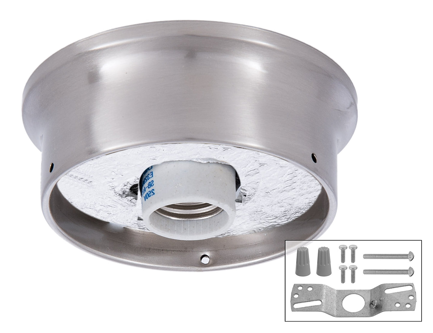 4 Inch Fitter Wired Flush Mount Ceiling Fixture in Satin Nickel Finish