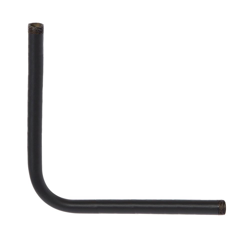  Satin Black Finish 90 Degree Steel Bent Lamp Arm, 1/8M Threaded Both Ends, Choice of Size