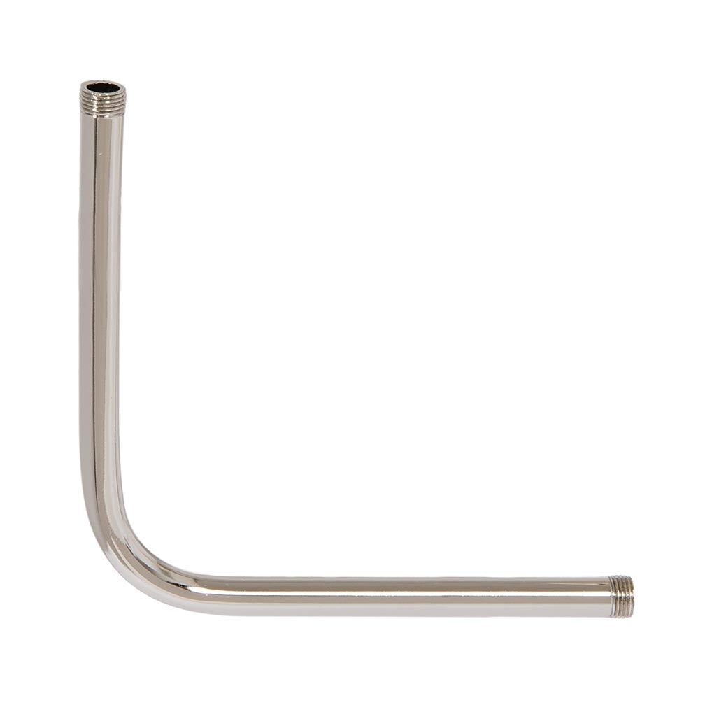 Polished Nickel Finish 90 Degree Steel Bent Lamp Arm, 1/8M Threaded Both Ends, Choice of Size