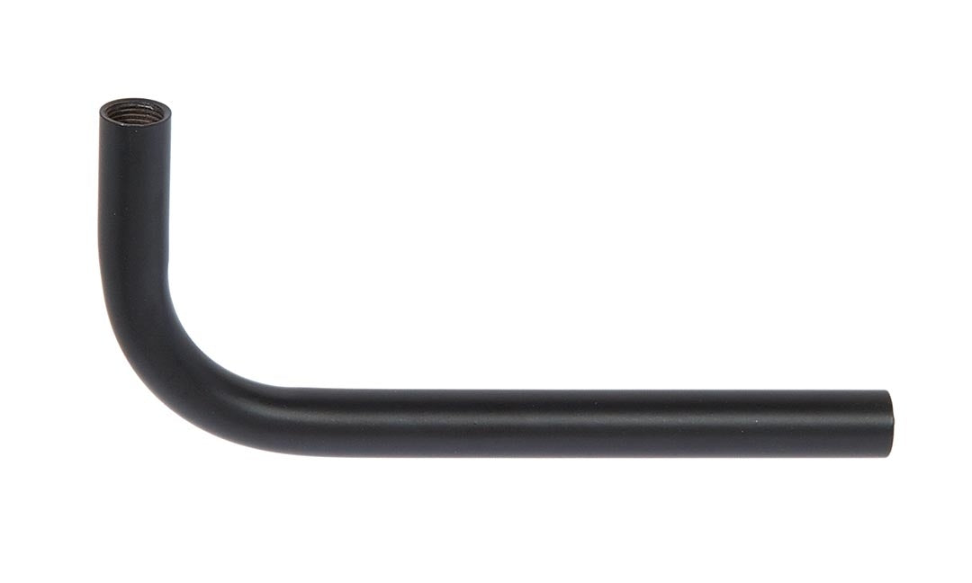 5-1/2 Inch x 2-1/2 Inch Satin Black Finish 90 Degree Steel Bent Lamp Arm, 1/8F Tapped Ends
