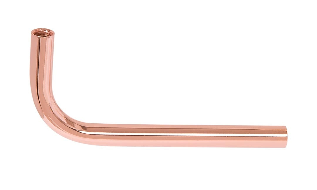 5-1/2 Inch x 2-1/2 Inch Polished Copper Finish 90 Degree Steel Bent Lamp Arm, 1/8F Tapped Ends