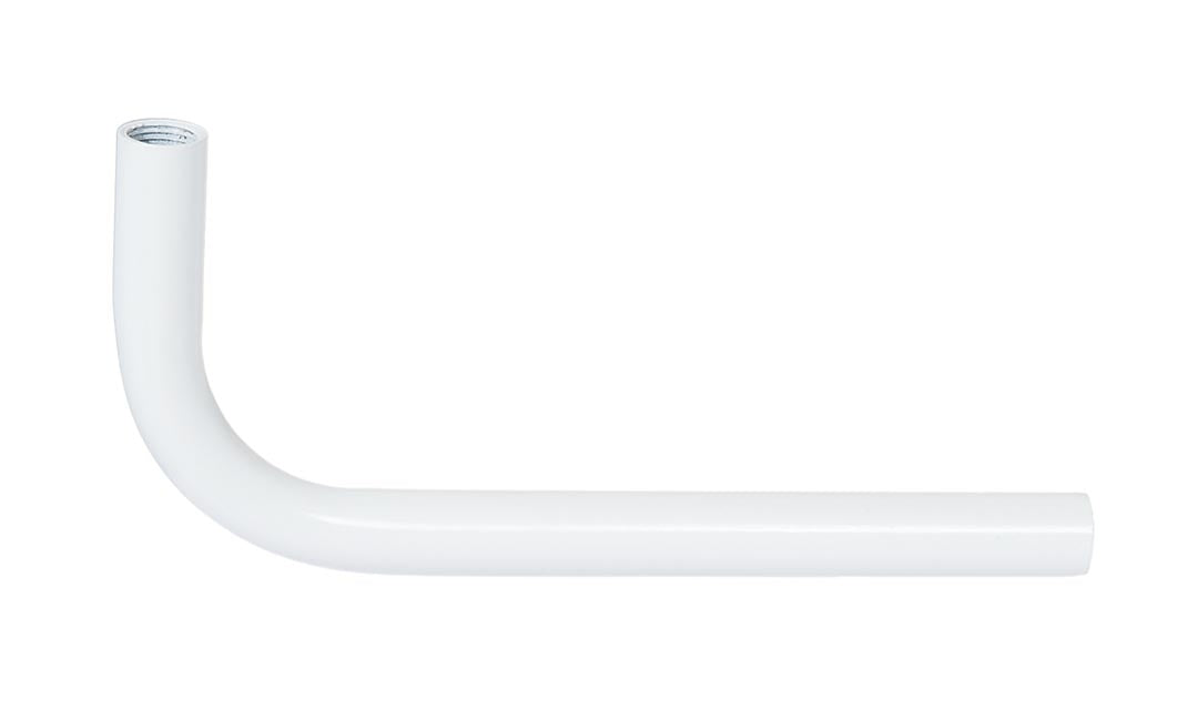 5-1/2 Inch x 2-1/2 Inch Glossy White Finish 90 Degree Steel Bent Lamp Arm, 1/8F Tapped Ends