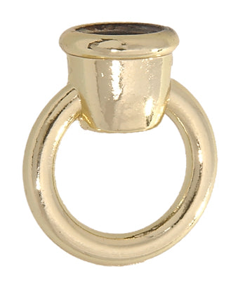 1-1/8" Tall Cast Loop with Wire Way, 7/8" diameter, tap 1/8F (3/8" diameter), Polished Brass Finish