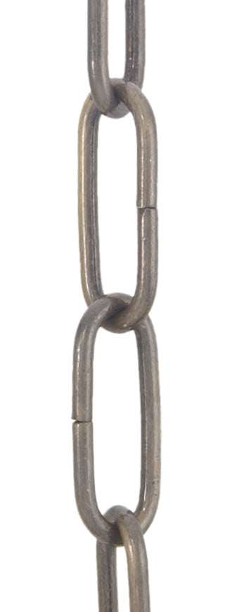 6 Gauge Antique Brass Plated Steel, Heavy Duty Straight-Sided Chain