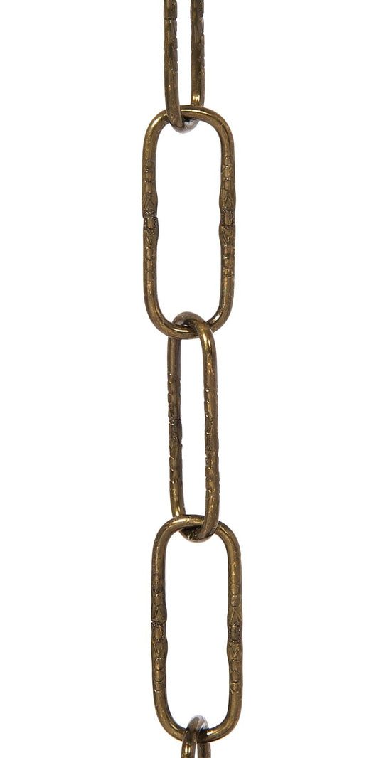 3 ft. 10 Gauge Embossed Steel Chain, Brass Plated, Antique Brass