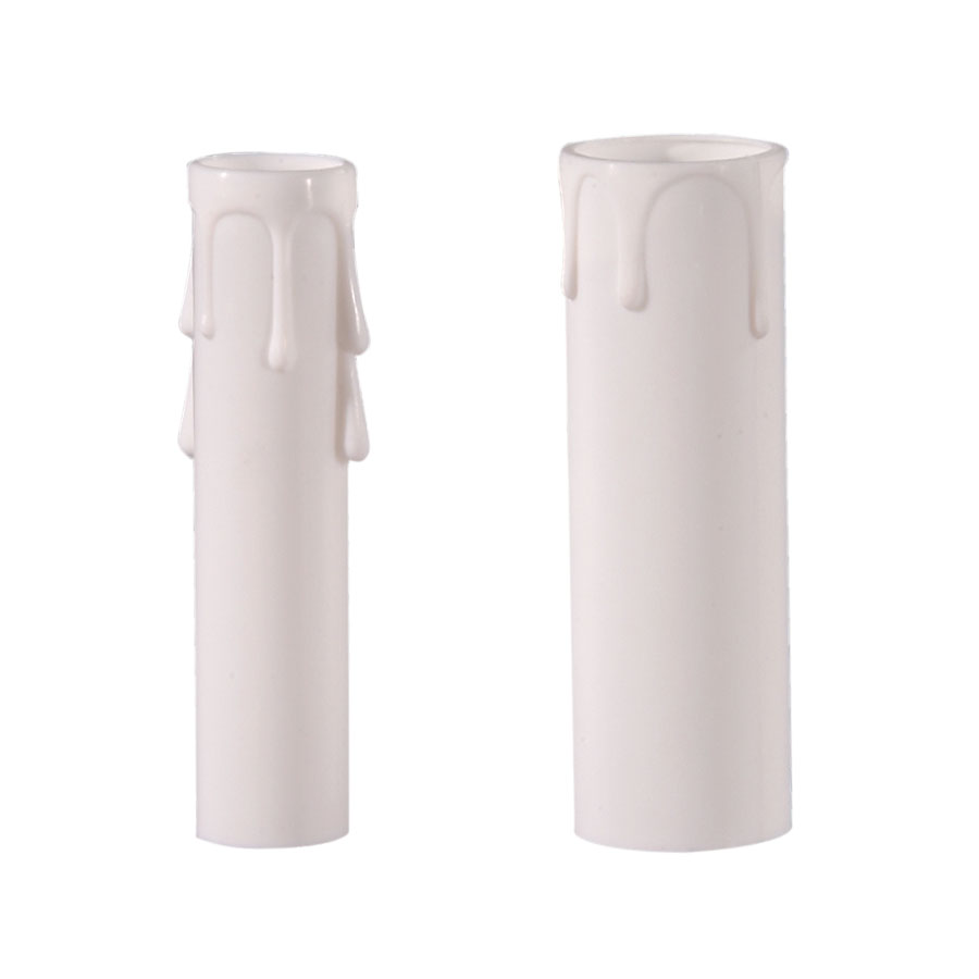 4" White Color Plastic Candle Cover with Drips, CANDELABRA & MEDIUM Bases Available