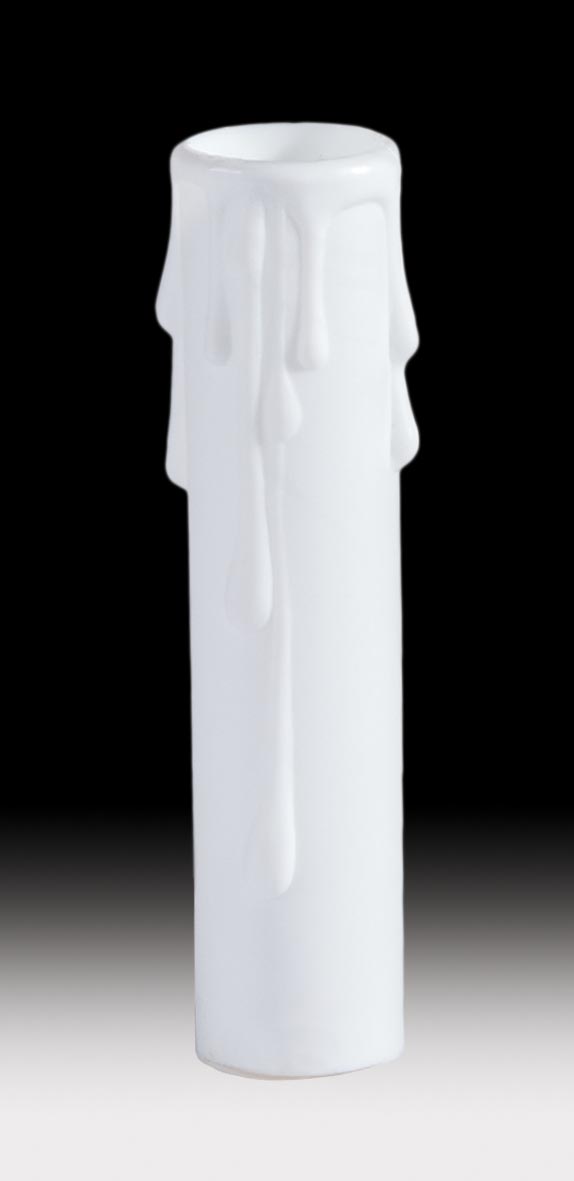 CANDELABRA Base, Satin White Color Plastic Candle Cover with Drips, 4" tall
