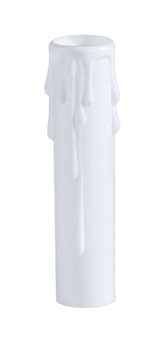 CANDELABRA Base, Satin White Color Plastic Candle Cover with Drips, 4" tall