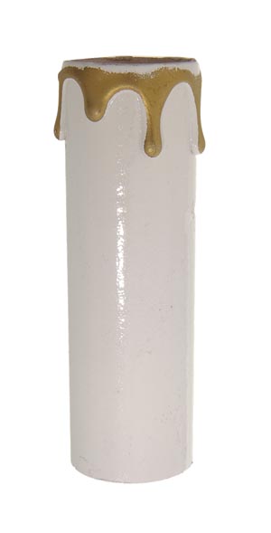 4" MEDIUM Size Candle Cover, White with Gold Drips