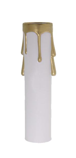 4" CANDELABRA Size Candle Cover or Candle Sleeve, White with Gold Drips