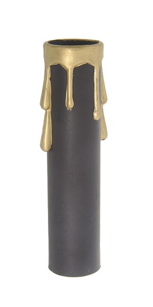 4" Plastic CANDELABRA Size Candle Cover, Black with Gold Drips