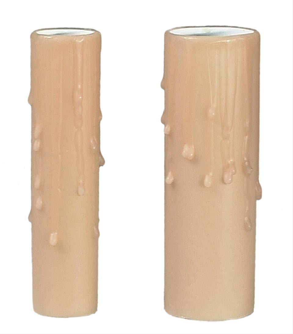 Tan Color Beeswax Candle Cover, Choice of CANDELABRA or MEDIUM Bases, 4" & 6" Sizes
