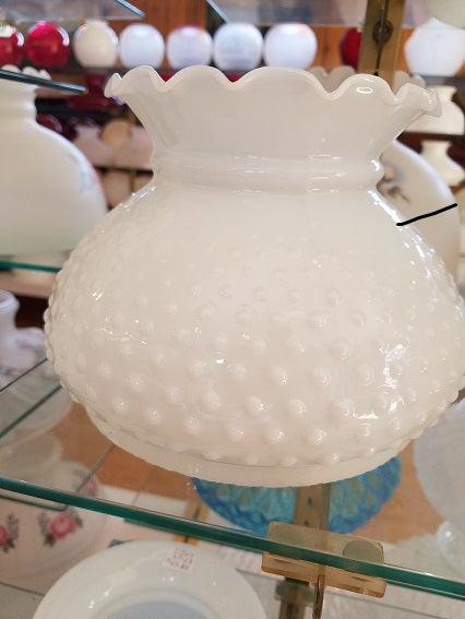 Opal Glass Hobnail Shade - Crimp Top, 7 inch fitter