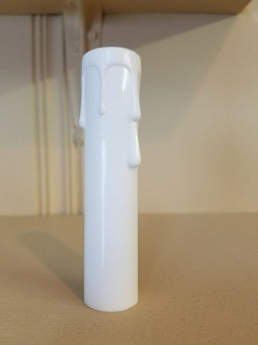 4" White Color Plastic Candle Cover with Drips, CANDELABRA & MEDIUM Bases Available