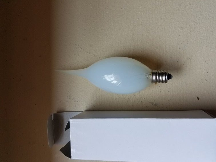 15w 130V, Candelabra Base Flame Tip Silicone Light Bulb, 3" ht.