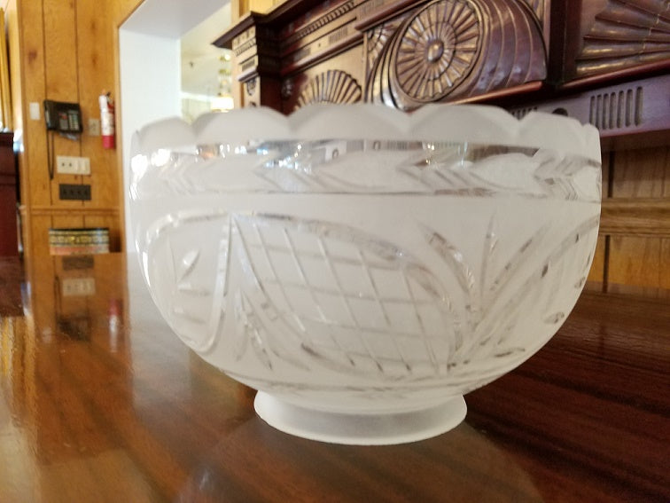 7-3/4 inch diameter Hand Engraved Victorian Style Gas Shade, 4 inch lip fitter