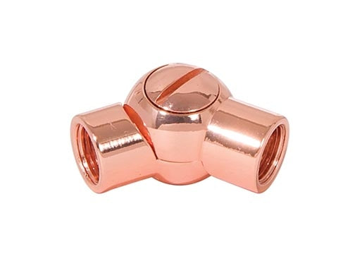 3/4" Diameter Polished Copper Finish Die Cast Brass Swivel with Slotted Screw, 1/8F x 1/8F