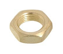11/16 Inch Diameter Brass Plated Steel Hex Nut, 1/4F