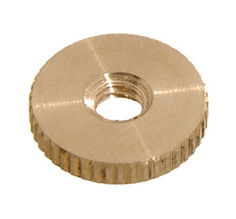 8-32F Knurled Brass Nut, 1/2" Diameter