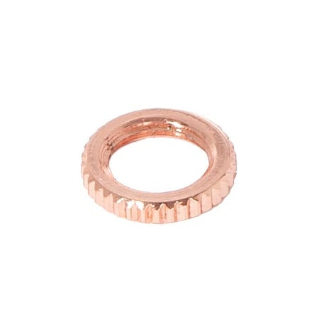 9/16" Outside Diameter, Knurled Brass Locknut, 3/32" Thick,1/8 F, Polished Copper