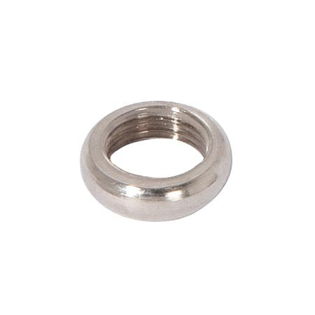 Smooth Beaded Round Locknut, 9/16" Outside Diameter, 4.12mm Thick, 1/8F, Nickel Plated Brass