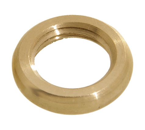 23/32" Unfinished Brass Diameter Beaded Round Locknut, Tap 1/4F 