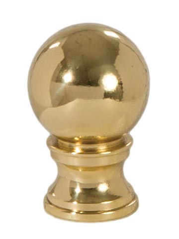 Ball Style Solid Brass Lamp Finial - Polished and Lacq., 1 3/8" ht.