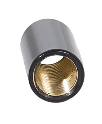 7/8 Inch Tall Brass Glossy Black Lamp Coupling, 1/8F Tap