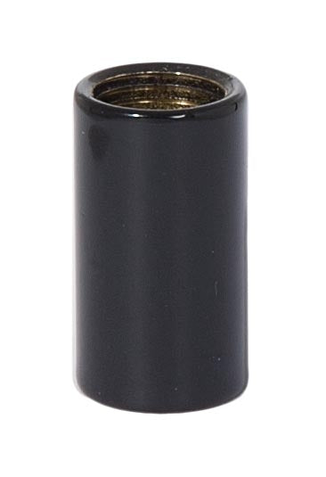 7/8 Inch Tall Brass Glossy Black Lamp Coupling, 1/8F Tap