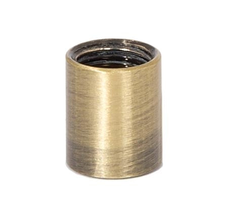 9/16 Inch Tall Brass Coupling, 1/8F, Antique Brass Finish
